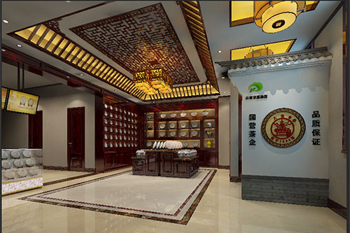 宿州古朴典雅的中式茶叶店大堂设计效果图