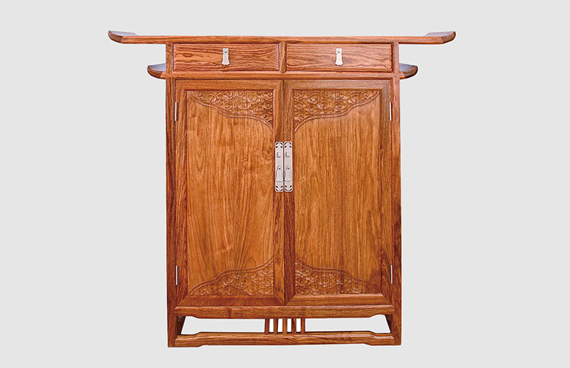 宿州观云潮家庭中式装修实木玄关柜效果图
